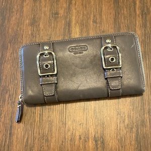 COACH Large Taupe Accordion Wallet Clutch